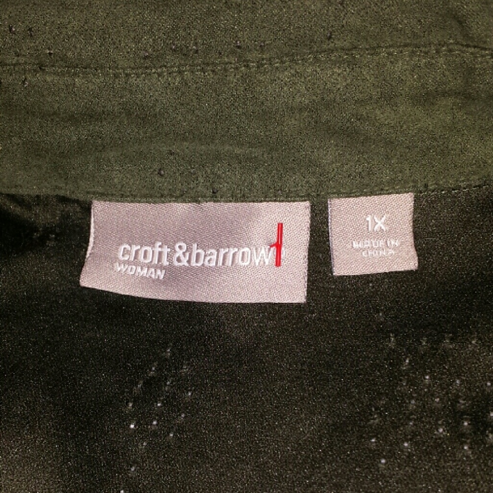 Laser cut faux suede shirt in loden green - Picture 4 of 5